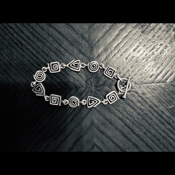 Silpada 925 Silver Geometric Design Bracelet with Safety Chain RARE - Picture 12 of 16